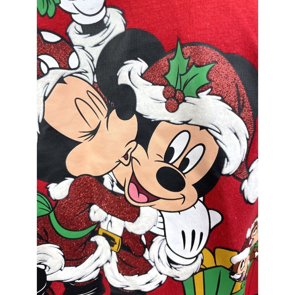 Disney Parks M/L‎ Mickey Minnie Mouse Red Christmas Shirt Women Yuletide - Picture 3 of 8